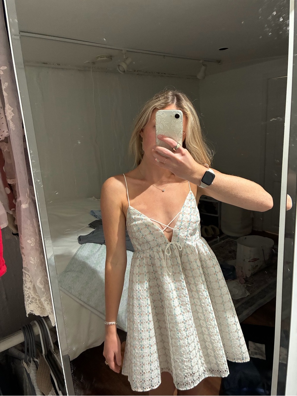 FOR LOVE AND LEMONS mini eyelet puffed dress